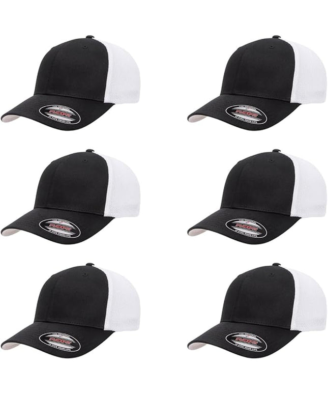 Flexfit 6511 Fitted Mid-Profile Stretchable Mesh Panels Trucker Cap | Bulk Pack Available