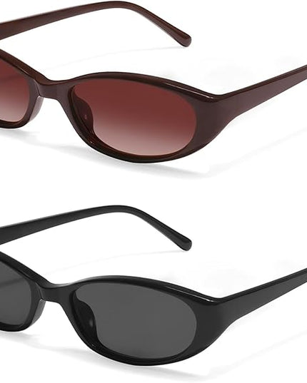 Retro Oval Sunglasses for Women 2026 90s Small Chic Cat Eye Sun Glasses Sunnies Lightweight Shades