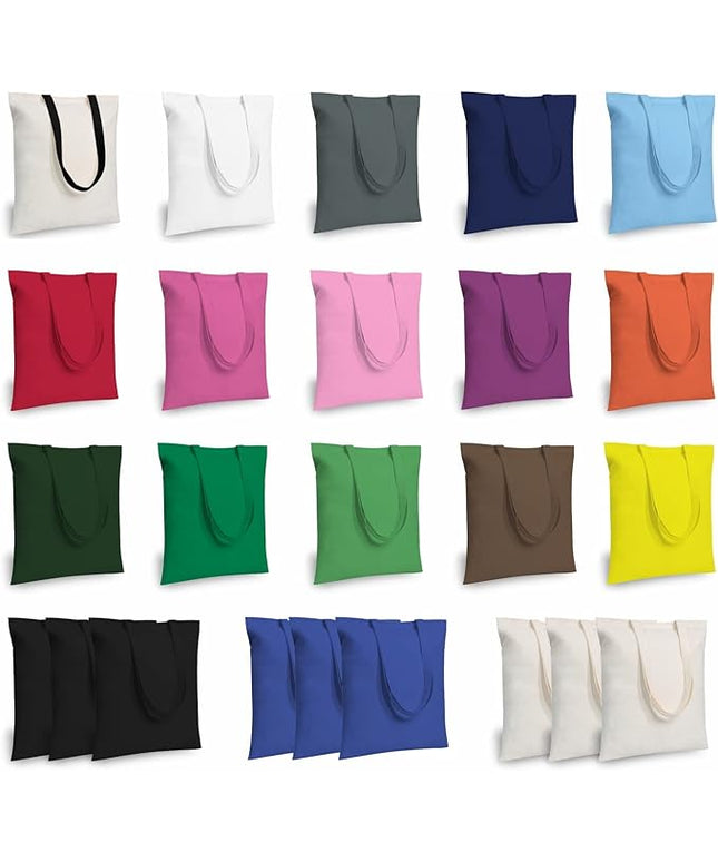 TOPDesign 24-Pack Economical 16"x15" Cotton Tote Bag, Lightweight Medium Reusable Grocery Shopping Cloth Bags, Suitable for DIY, Advertising, Promotion, Gift, Activity
