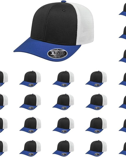 Cap America i8502 Flexfit 110 Premium Mid Profile 6-Panel Mesh Back Trucker Cap Hat w/UV Guard & Adjustable Snapback