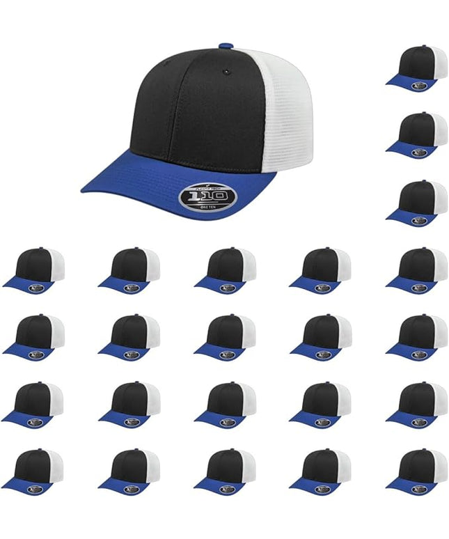 Cap America i8502 Flexfit 110 Premium Mid Profile 6-Panel Mesh Back Trucker Cap Hat w/UV Guard & Adjustable Snapback