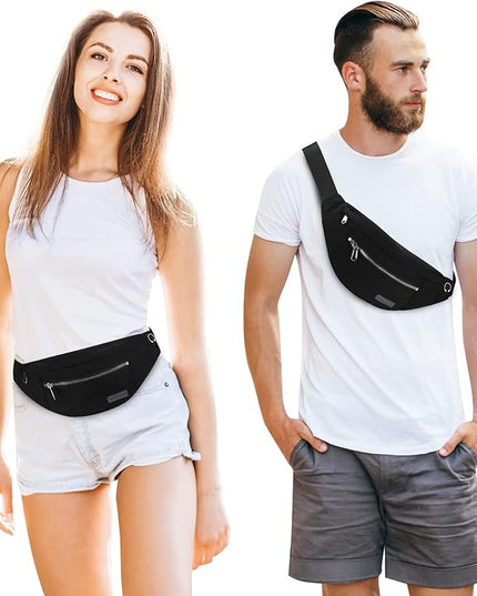 MAXTOP Large Crossbody Fanny Pack with 4-Zipper Pockets,Gifts for Enjoy Sports Festival Workout Traveling Running Casual Hands-Free Wallets Waist Pack Phone Bag Carrying All Phones