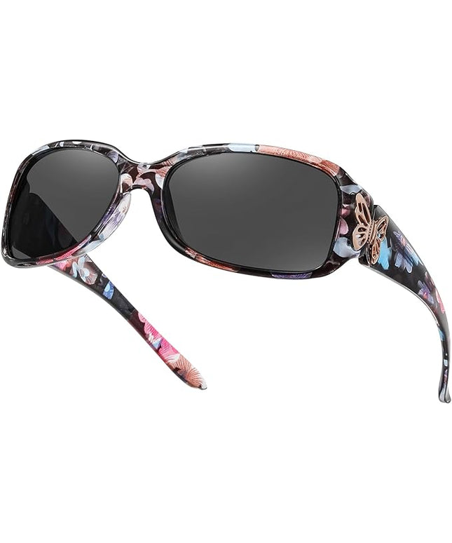 HAOLOTA Women's Polarized Sunglasses - Fashionable Wraparound Butterfly Design with UV400 Protection