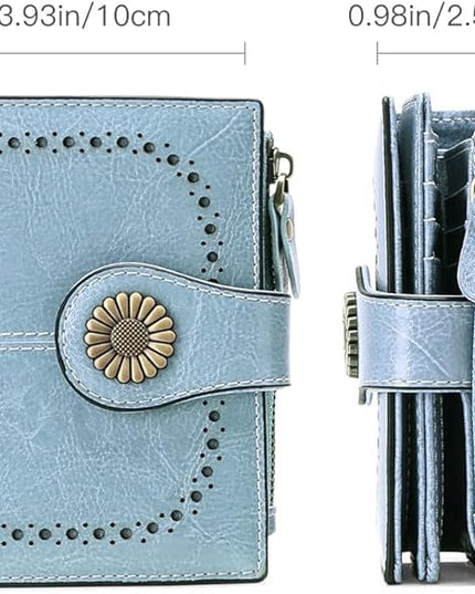 SENDEFN Small Womens Wallet Leather Bifold Card Holder RFID Blocking with Zipper Coin Pocket