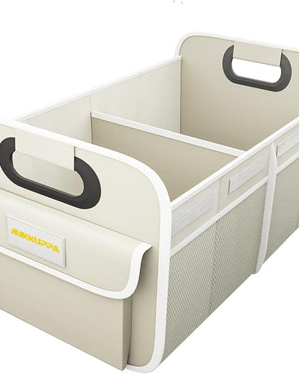MIKKUPPA Car Trunk Organizer - 70L Collapsible Trunk Organizer for Groceries, Car Storage Organizers for SUV Auto Truck Van with Non Slip Bottom (White)