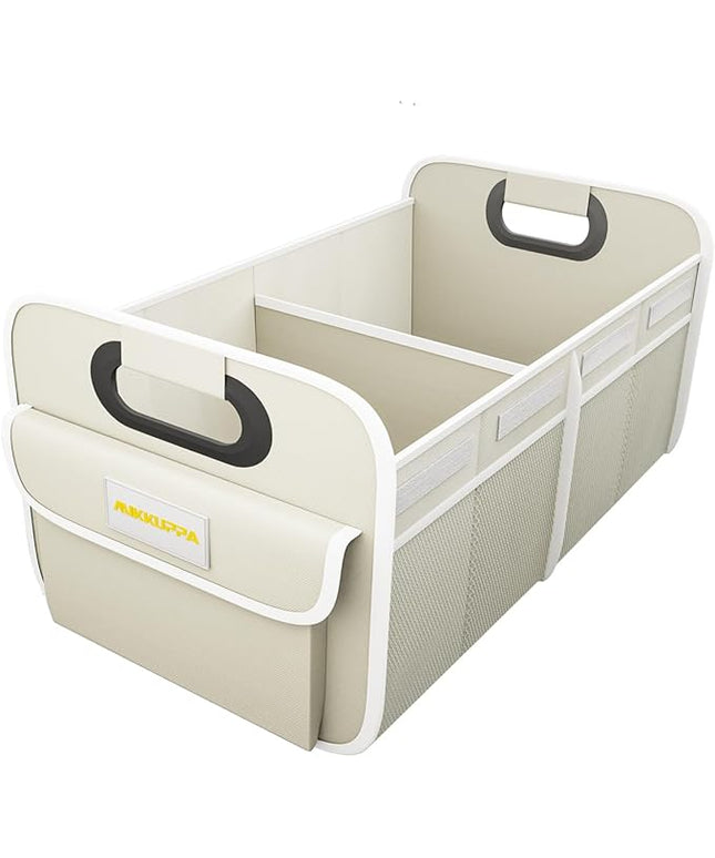 MIKKUPPA Car Trunk Organizer - 70L Collapsible Trunk Organizer for Groceries, Car Storage Organizers for SUV Auto Truck Van with Non Slip Bottom (White)