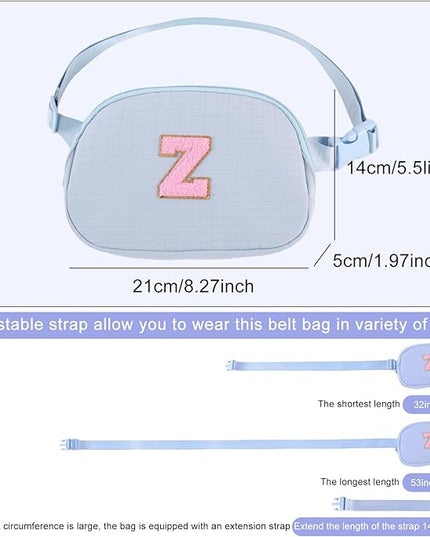 Glratn Initial Letter Fanny Pack for Girls,Patch Belt Bag,Toddler Crossbody Bags，Gifts for 3 4 5 6 7 8 9 10 11 12 Year Old Teens Kids,Christmas Graduation Gifts for Teen Girls .(Blue-B)