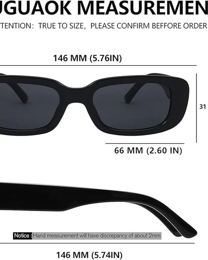 KUGUAOK Retro Rectangle Sunglasses Women and Men Vintage Small Square Sun Glasses UV Protection Glasse