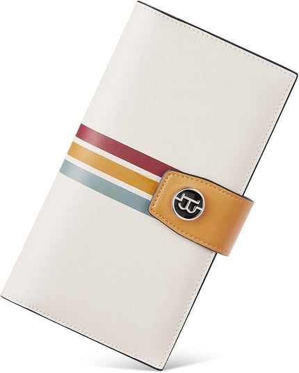 BOSTANTEN Womens Wallet Genuine Leather Wallets Large Capacity Cash Cluth Purses with Zipper Pocket Beige Yellow