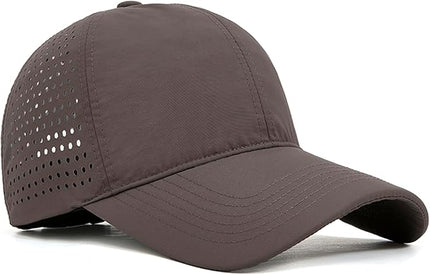 Xinveen Quick Dry Baseball Cap Curved Brim Snapback Hat Laser Cut Mesh Ball Cap Golf Ball Cap for Men Women