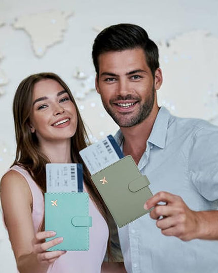 Deziliao Passport Holder,Passport Holder Card Slots, Passport and Vaccine Card Holder Combo, Cute Passport cover for Women and Men, with Waterproof Rfid Blocking, Passport Travel Wallet(Moss green)