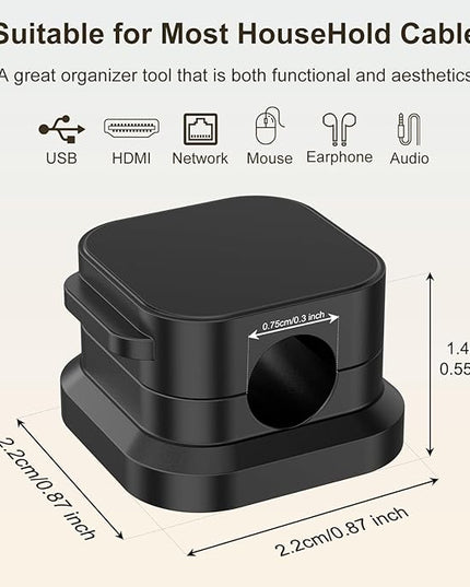 6 Pack Magnetic Cable Clips, Cord Organizer Holder with Strong Adhesive, Desk Cable Management for Home Office Car Desktop Nightstand, Adjustable Wire Keeper, Black