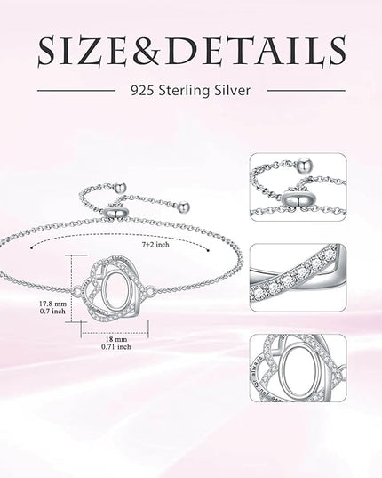 TOUPOP Gifts for Women Heart Initial Bracelet 925 Sterling Silver Double Heart Bracelet Birthday Jewelry Birthday Christmas Gifts for Her Wife Girlfriend
