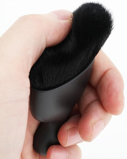 Car Detailing Brush, Soft Bristle Cleaning Brush, Scratch-Free Auto Duster Tool for Dashboard, Air Vents, Leather & Interior Cleaning (Black with Cap)