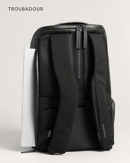 Troubadour Pioneer Backpack 3.0 - Premium Everyday Bag with Padded Laptop Section, Ventilated Shoe Compartment & Sustainable Waterproof Material - All-Day LIghtweight Comfort Design - Black