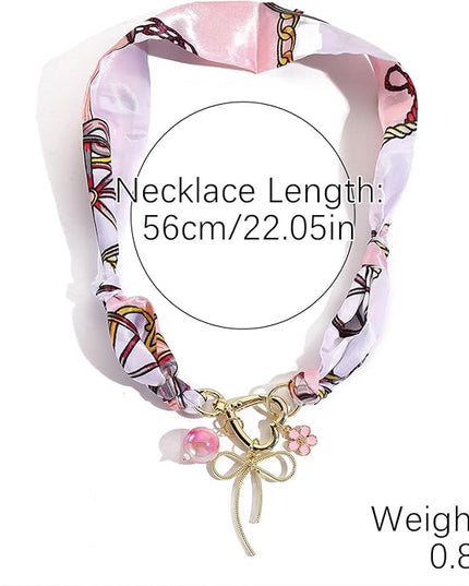 HETICA Scarf Necklace for Women Silk Western Charm Necklaces Fashion Accessory Jewelry Gift