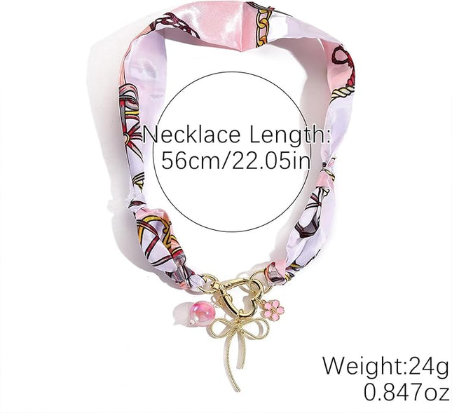 HETICA Scarf Necklace for Women Silk Western Charm Necklaces Fashion Accessory Jewelry Gift