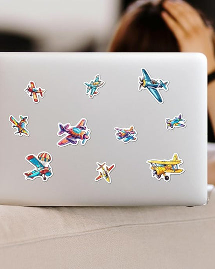 Pack 50 Pcs Cute Cool Airplane Stickers for Water Bottles Funny Laptop Luggage Computer Scrapbooking Case Teens Girls Boys Adults Waterproof Aesthetic Sticker Small Vinyl Decals