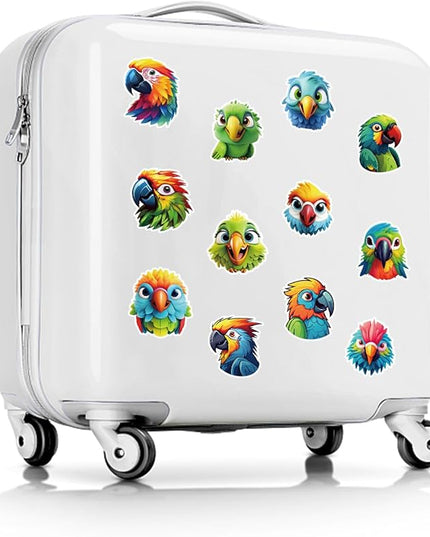 50 Pcs Colourful Parrot Stickers Pack for Kids Teens Adults, Cute Parrot Waterproof Vinyl Stickers for Laptop Phone Case Guitar Skateboard Helmet Bike Car