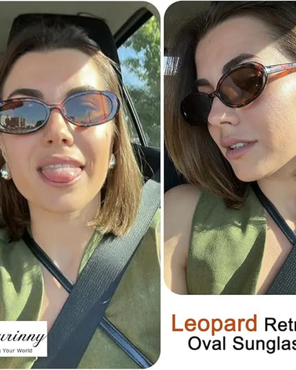 90s Sunglasses for Women Men Retro Small Oval Sunglasses