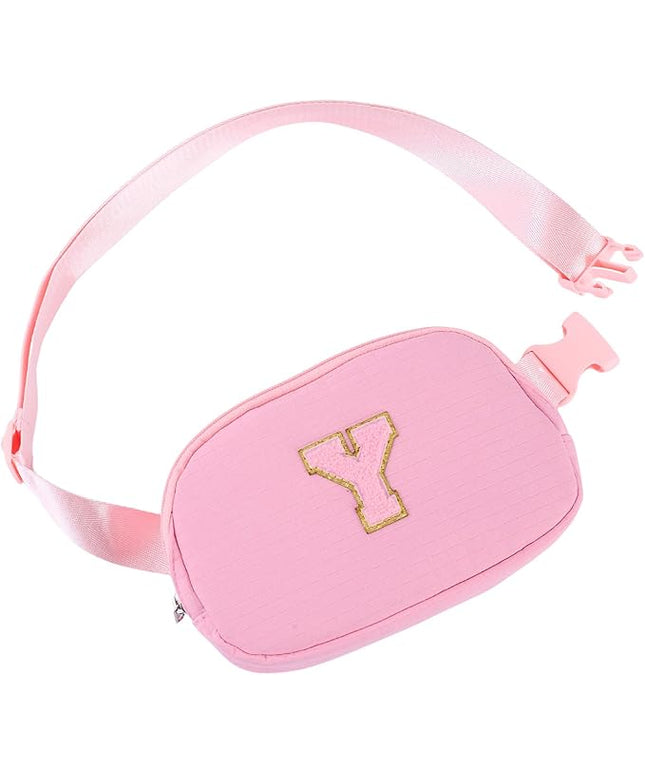 Glratn Initial Letter Fanny Pack for Girls,Patch Belt Bag,Toddler Crossbody Bags，Gifts for 3 4 5 6 7 8 9 10 11 12 Year Old Teens Kids,Christmas Graduation Gifts for Teen Girls.(Pink-Y)