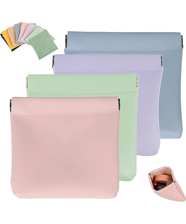 4Pcs Personalized Snap Closure Leather Organizer Pouch,Portable Small Makeup Bag for Women,Coin Purse Lipstick Cosmetics Accessories Organizer,Small Travel Kit Storage Pouch ﻿ (B)