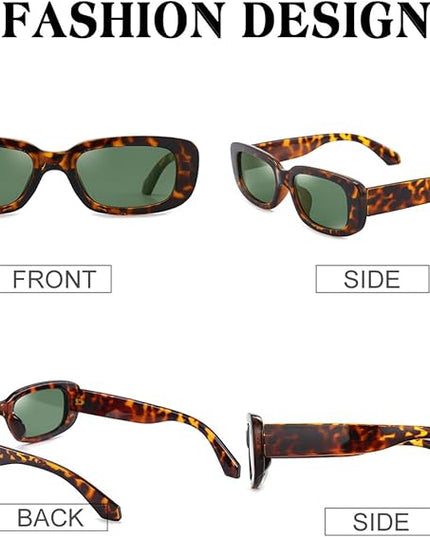Dollger Rectangle Sunglasses for Women Men Trendy Retro Fashion Sunglasses UV 400 Protection Square Fram