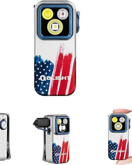 OLIGHT Oclip Pro EDC Flashlight Clip-on Light, Rechargeable 500 Lumens with Three Lighting Solutions Type-C Charging, Magnetic Flash Lights for Outdoor or Indoor Use(Stars & Stripes Edition)