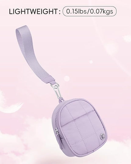 CLUCI Mini Backpack Keychain Wallet Small Change Quilted Coin Purse Cute Puffer Wristlet Pouch with 3 RFID Card Slots