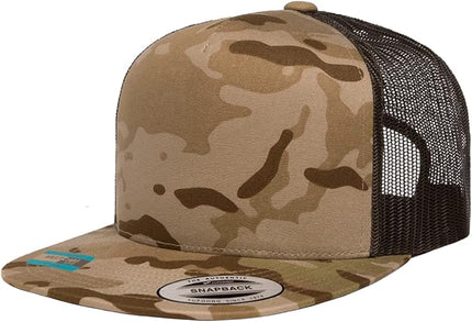 Yupoong 5-Panel YP Classic Trucker Cap | High Profile Flat Visor Snapback | OSFM | Bulk Packs Available