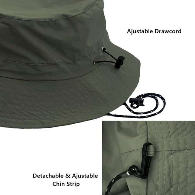 woogwin Waterproof Bucket Rain Hat with Chin Strap Quick Dry Packable Boonie Sun Hat Safari Hat UV Protection