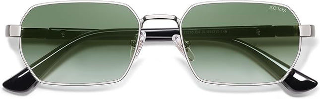 SOJOS Retro Rectangle Polarized 90s Sunglasses for Women Men,Trendy Narrow Hexagon Square Shades SJ1270
