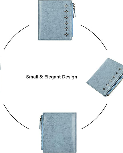 Lavemi Ultra Thin Small Compact Leather Womens Girls Wallets RFID Blocking Credit Card Holder for Women