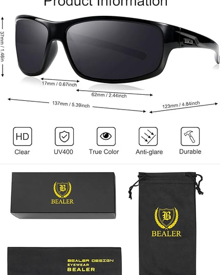 BEALER Polarized Sports Sunglasses for Men Lightweight TR90 Frame Sun Glasses Driving Cycling Fishing UV Protection Shades