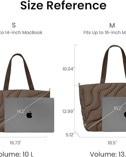 tomtoc 16-inch Puffy Laptop Tote Bag for Women 13.5L, Lightweight Puffer Work Tote with Padded Laptop Compartment for 15/16-inch MacBook, Large Capacity Tote Bag for Office, Business, Daily Essentials