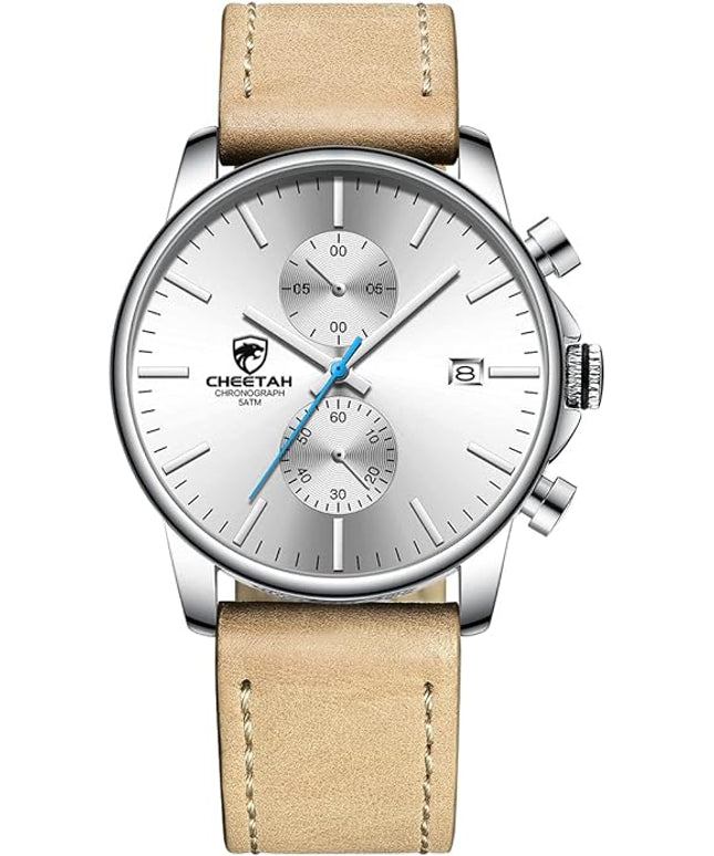GOLDEN HOUR Mens Watch Fashion Sleek Minimalist Quartz Analog Mesh Stainless Steel Waterproof Chronograph Watches for Men with Auto Date