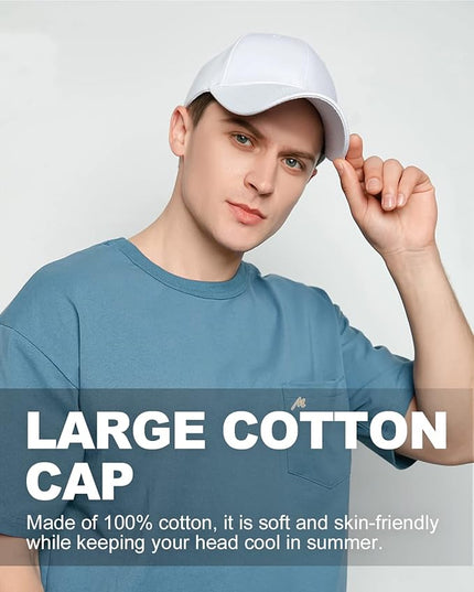 Zylioo XL XXL Oversize Baseball Cap, 100% Cotton Adjustable Dad Hat for Big Heads 23.5"-25.5", Soft Crown Large Size Cap