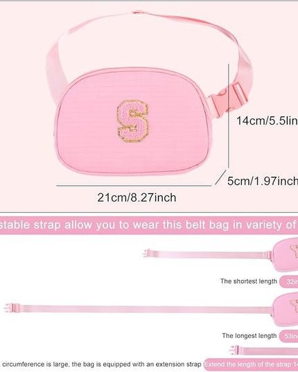 Glratn Initial Letter Fanny Pack for Girls,Patch Belt Bag,Toddler Crossbody Bags，Gifts for 3 4 5 6 7 8 9 10 11 12 Year Old Teens Kids,Christmas Graduation Gifts for Teen Girls.(Pink-X)