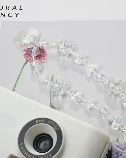 Beaded Camera Wrist Strap, Cute Phone Charms Strap, Pearl Bracelet Wrist Strap, Phone Keychain Decoration for Wallet
