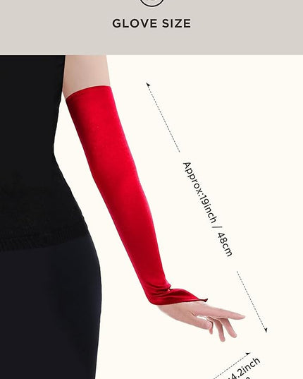 BABEYOND Long Opera Party 20s Satin Gloves Stretchy Adult Size Elbow Length