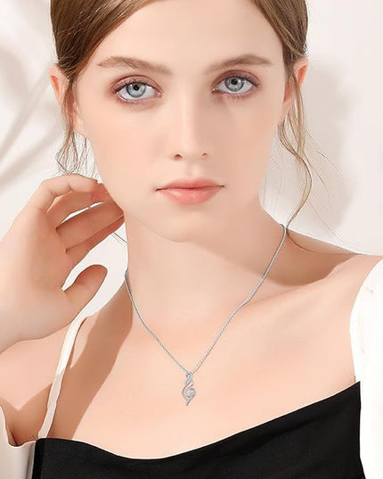 ZBA Natural Diamond Infinity Necklace for Women, 14K White Gold Plated Sterling Silver Diamond Eternal inifnity Pendant Necklaces Jewelry, Birthday Christmas Gifts for Mom Her Wife(Color F-G/Clarity I1-I2)