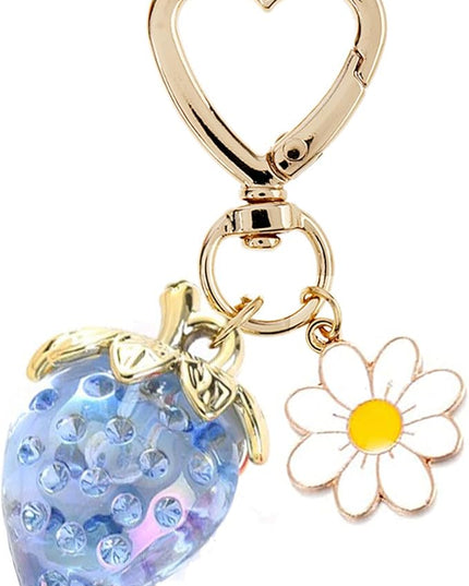 Agromusk Cute Strawberry Keychain,Bag Charms,Kawaii Heart Flower Daisy Key chains Accessories Decor for Girls Purse Gift