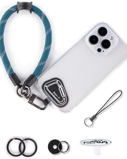 project-cb Hand Wrist Phone Strap,Phone Lanyard Patch ×2,Cell Phone Case Holder,Wristlet Strap for Key,AirPods,Camera (Slate Blue, 12inch)