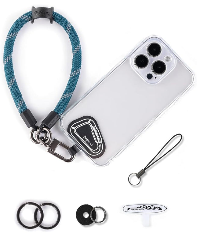 project-cb Hand Wrist Phone Strap,Phone Lanyard Patch ×2,Cell Phone Case Holder,Wristlet Strap for Key,AirPods,Camera (Slate Blue, 12inch)