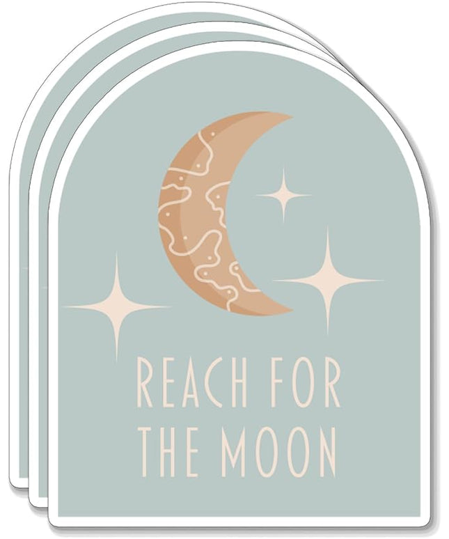 (3PCS) Reach for The Moon Stars Sticker for Phone Tablet Laptop Car Truck Window | 3" Sticker