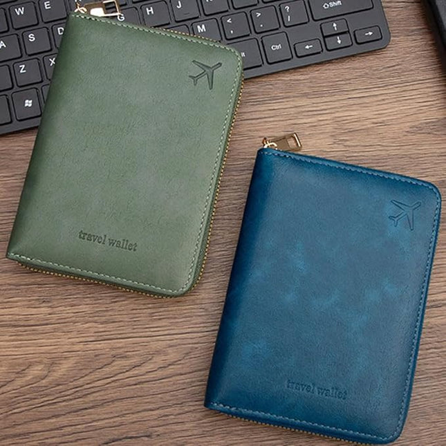 Passport Holder for Travel Women and Men RFID Passport Holder with Card Slots Holder Passport Case Passport cover Passport Wallet Travel Essentials and Accessories (Short Zipper, SZ-Olive)