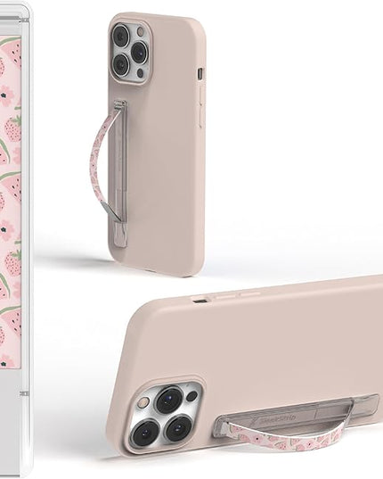 SleekStrip SleekGrip-Essential Ultra Thin Phone Grip Stand,Slim Metal Finger Loop Ring Hand Holder Strap Cell Phone Grips for iPhone 16 Pro Max,17 Air,Android,Case Back - Frosted x Pink Berrymelon