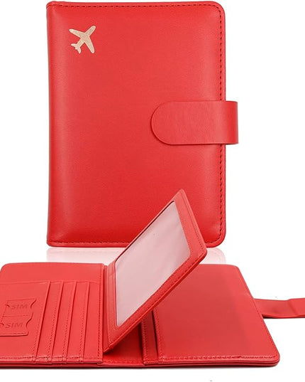 Melsbrinna Rfid Passport Holder for Travel women/Men, Cute Passport Wallet Rfid Blocking Card Slots, Rfid Passport Cover/CaseTravel Wallet, Passport Book Holder (1, Red2)