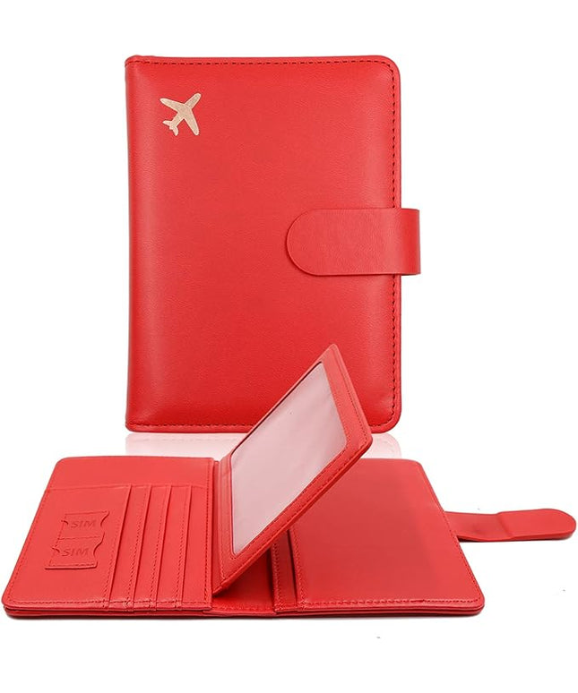 Melsbrinna Rfid Passport Holder for Travel women/Men, Cute Passport Wallet Rfid Blocking Card Slots, Rfid Passport Cover/CaseTravel Wallet, Passport Book Holder (1, Red2)