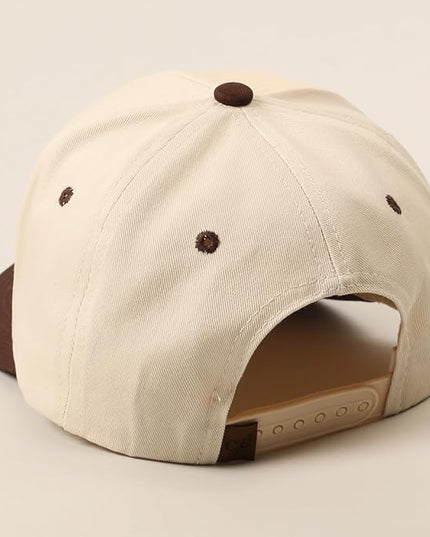 MIRMARU Two-Tone Vintage Canvas Trucker Hats for Men & Women, Adjustable Size Baseball Caps with Trendy Embroidered Design